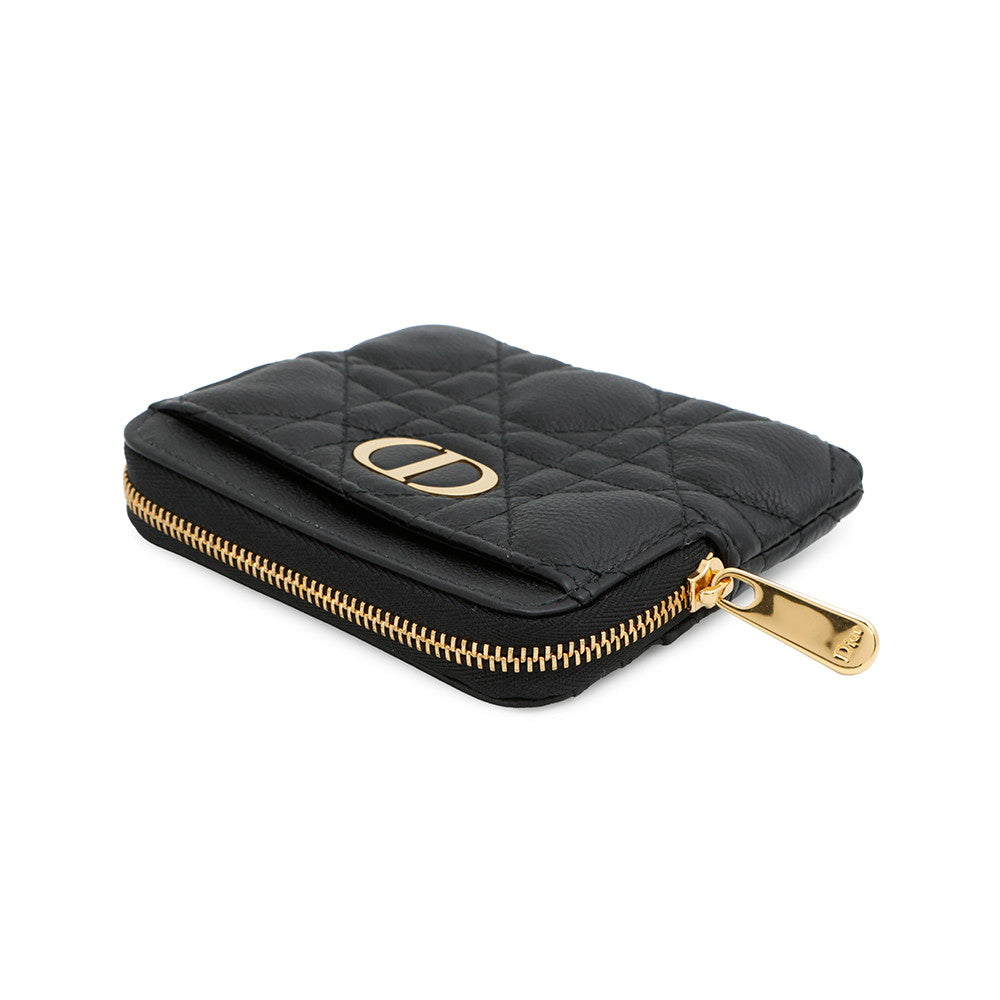 Dior Caro Lavender Cannage Wallet BlackS5177UWHC_M900 Calf Leather