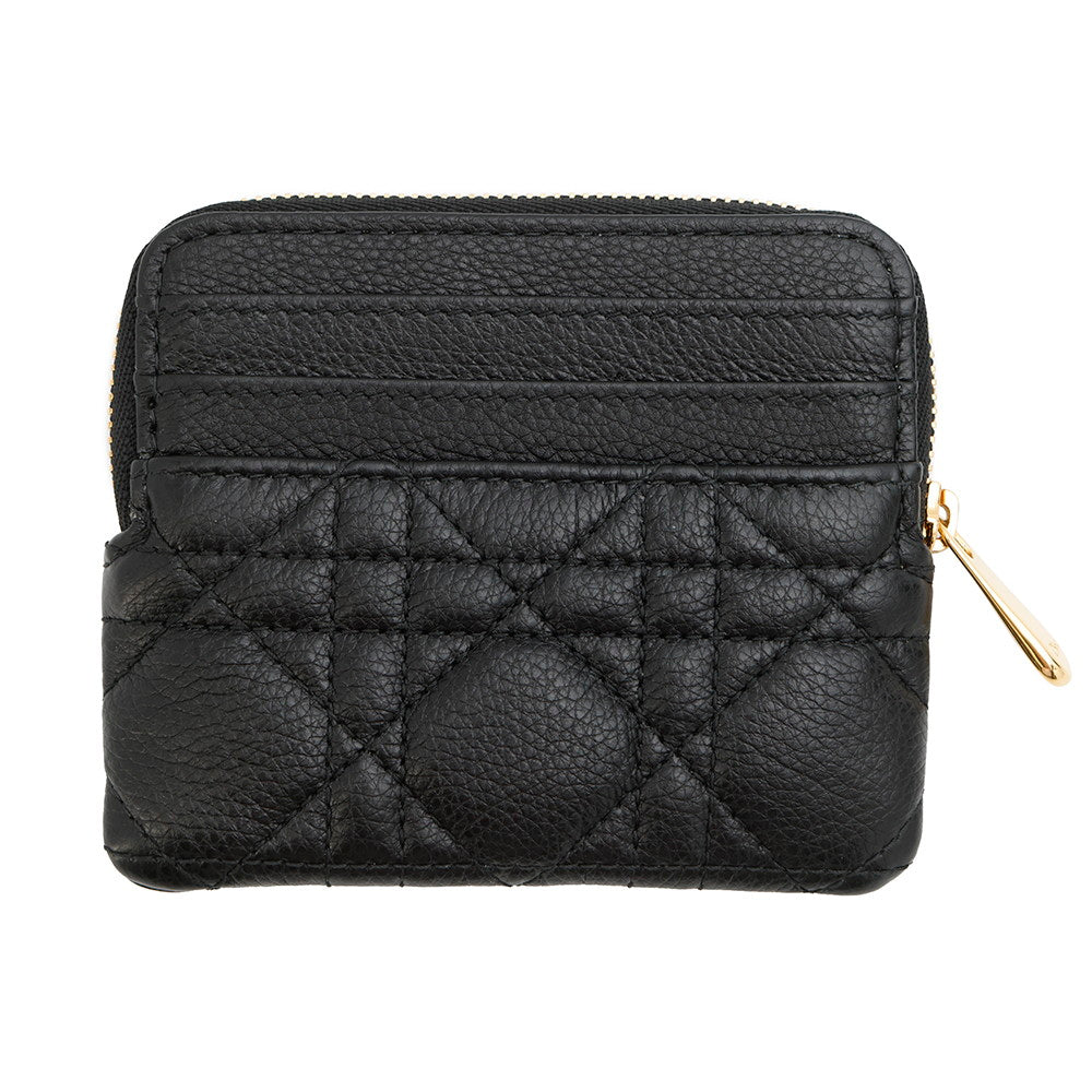 Dior Caro Lavender Cannage Wallet BlackS5177UWHC_M900 Calf Leather