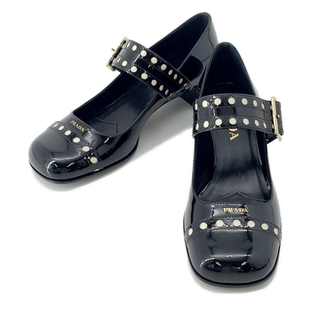 PRADA Mary Jane Pumps Black1I816N Patent Leather Size 37