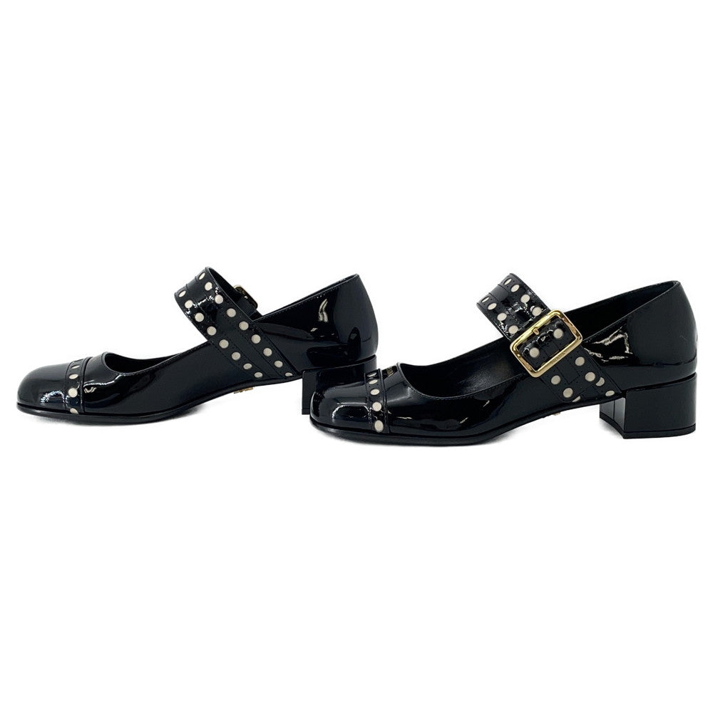 PRADA Mary Jane Pumps Black1I816N Patent Leather Size 37