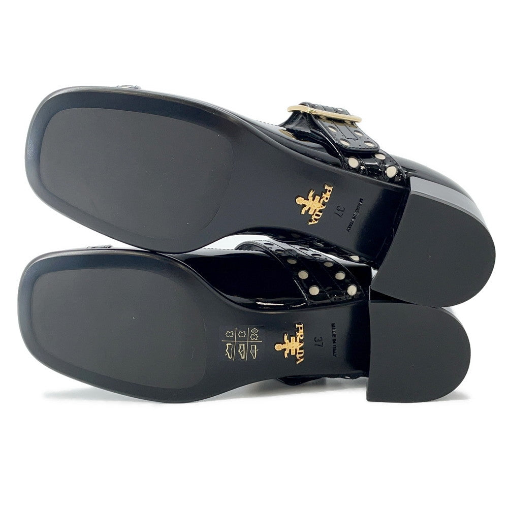 PRADA Mary Jane Pumps Black1I816N Patent Leather Size 37