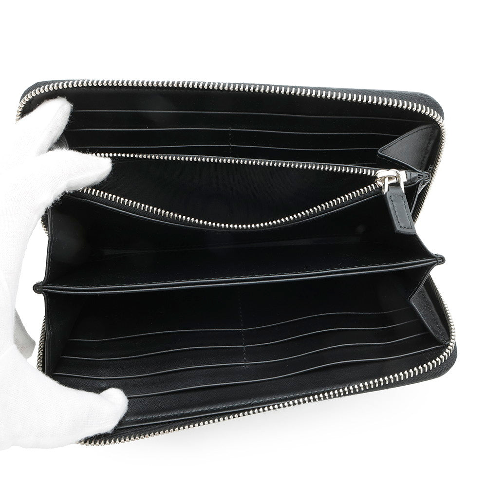 PRADA BrushedLeather Zip AroundWallet Black2ML317 Leather