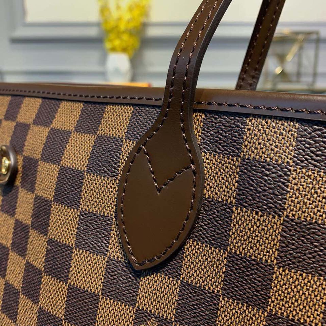 Top Quality Neverfull GM Tote Bag Damier Ebene Canvas Cerise Red For Women, Womens Handbags, Shoulder Bags 15.7in/40cm Top Quality N41357
