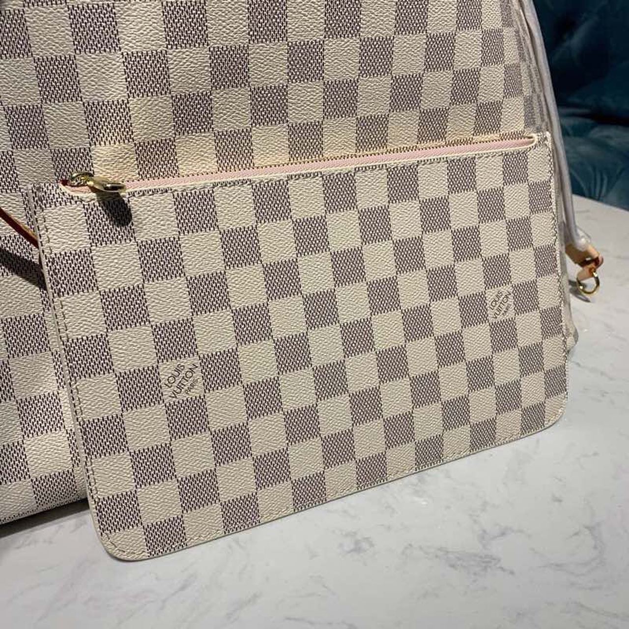 Top Quality Neverfull GM Tote Bag Damier Azur Canvas Rose Ballerine Pink For Women,  Shoulder Bags 15.4in/39cm Top Quality N41604