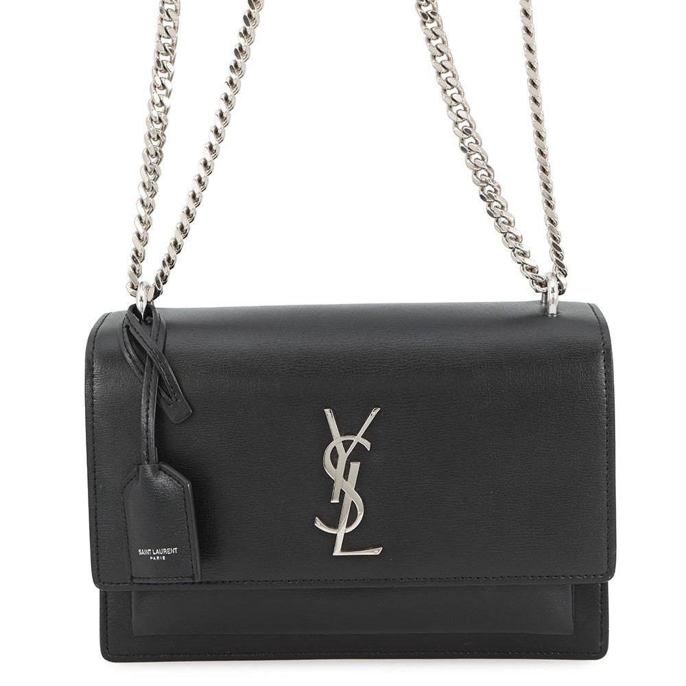 SAINT LAURENT PARIS Sunset ChainShoulder Black442906 Leather Size Medium