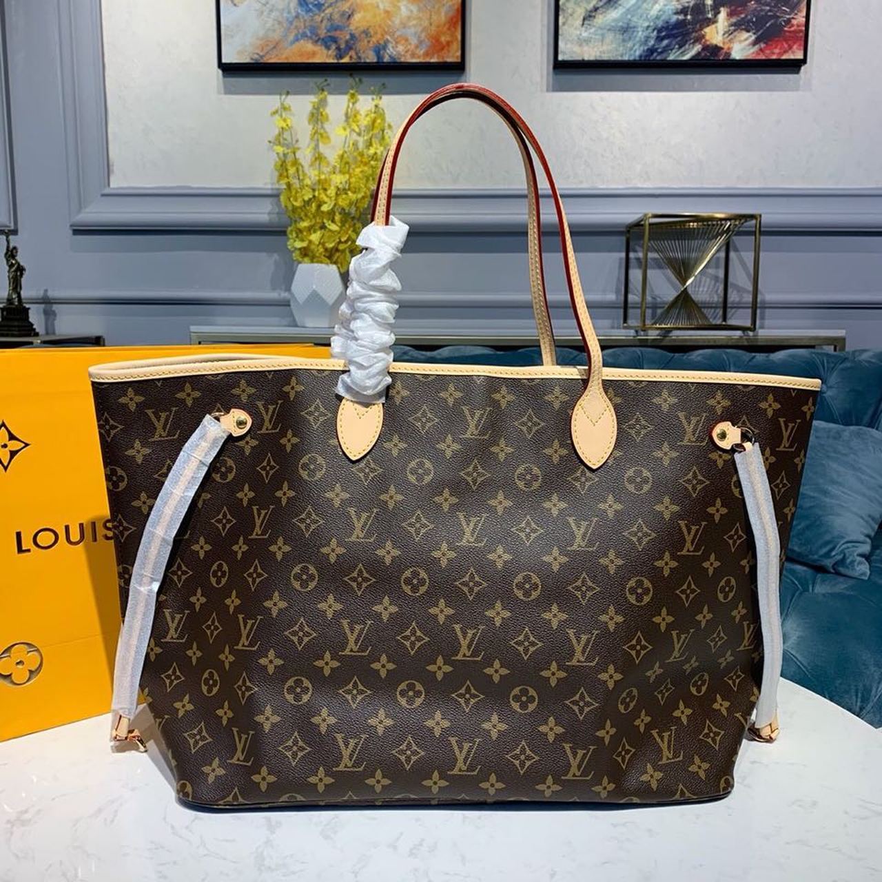 Top Quality Neverfull GM Tote Bag Monogram Canvas Beige For Women, WoHandbag, Shoulder Bags 15.7in/39cm Top Quality M40990
