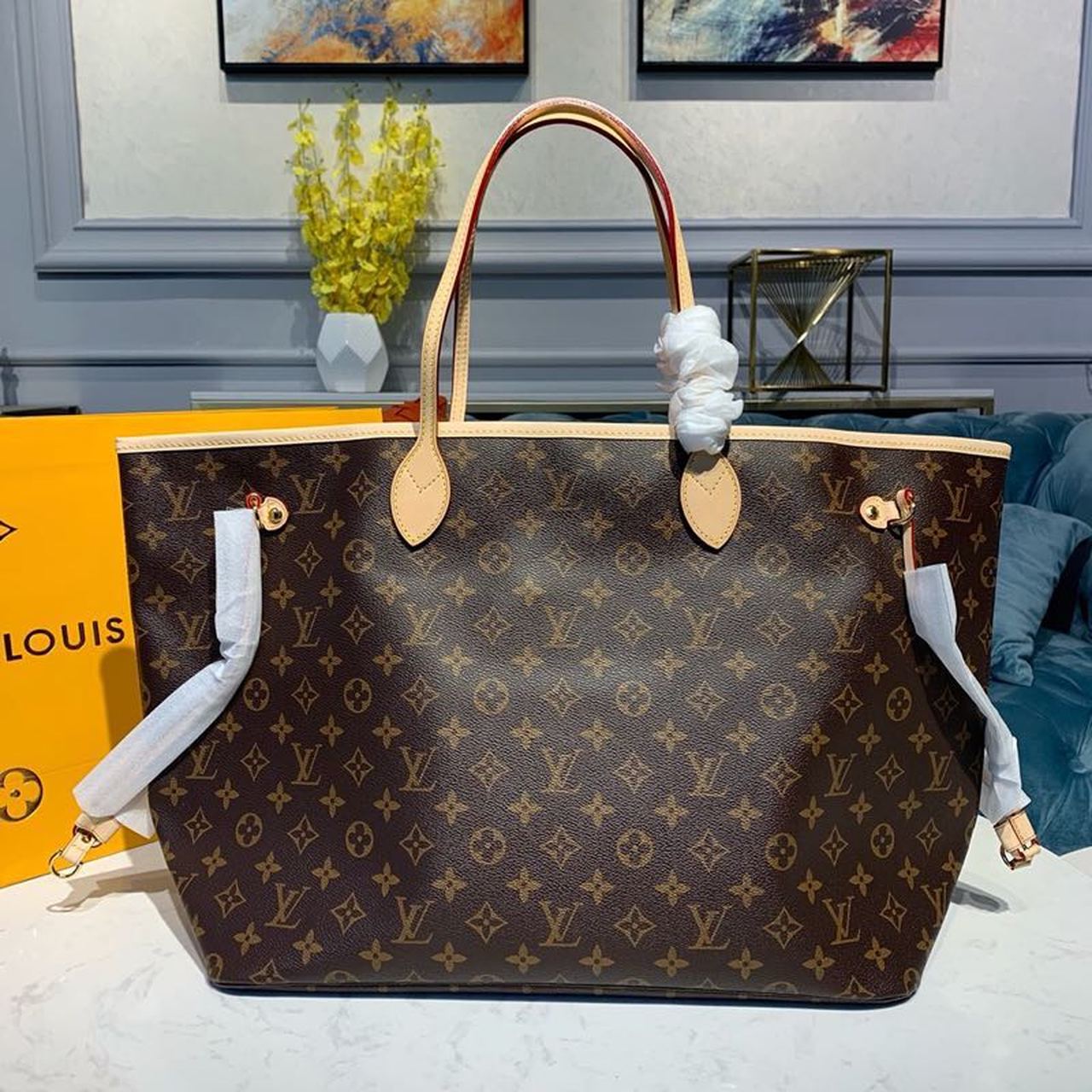 Top Quality Neverfull GM Tote Bag Monogram Canvas Rose Ballerine Pink For Women, Womens Handbags, Shoulder Bags 15.7in/39cm Top Quality