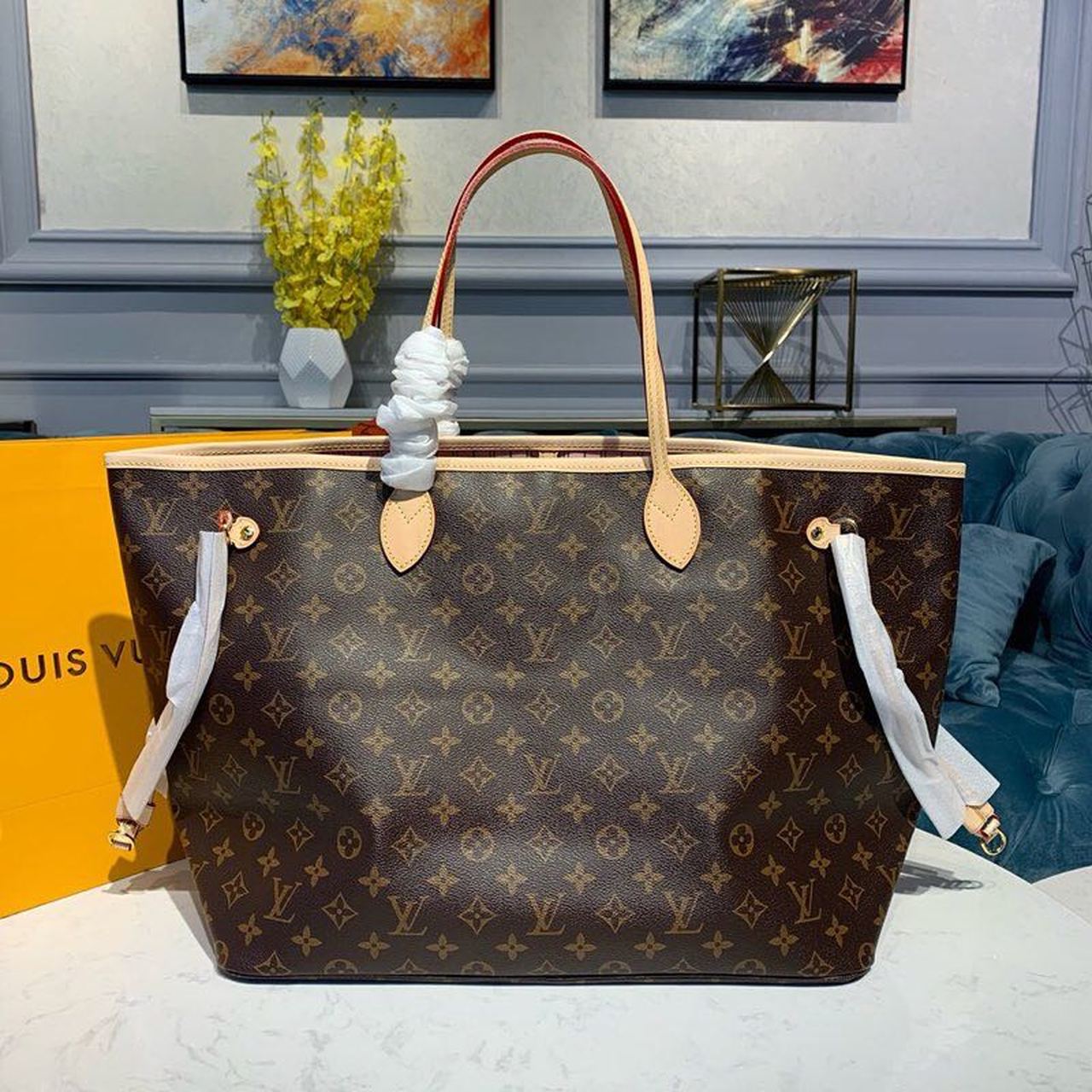 Top Quality Neverfull GM Tote Bag Monogram Canvas Rose Ballerine Pink For Women, Womens Handbags, Shoulder Bags 15.7in/39cm Top Quality