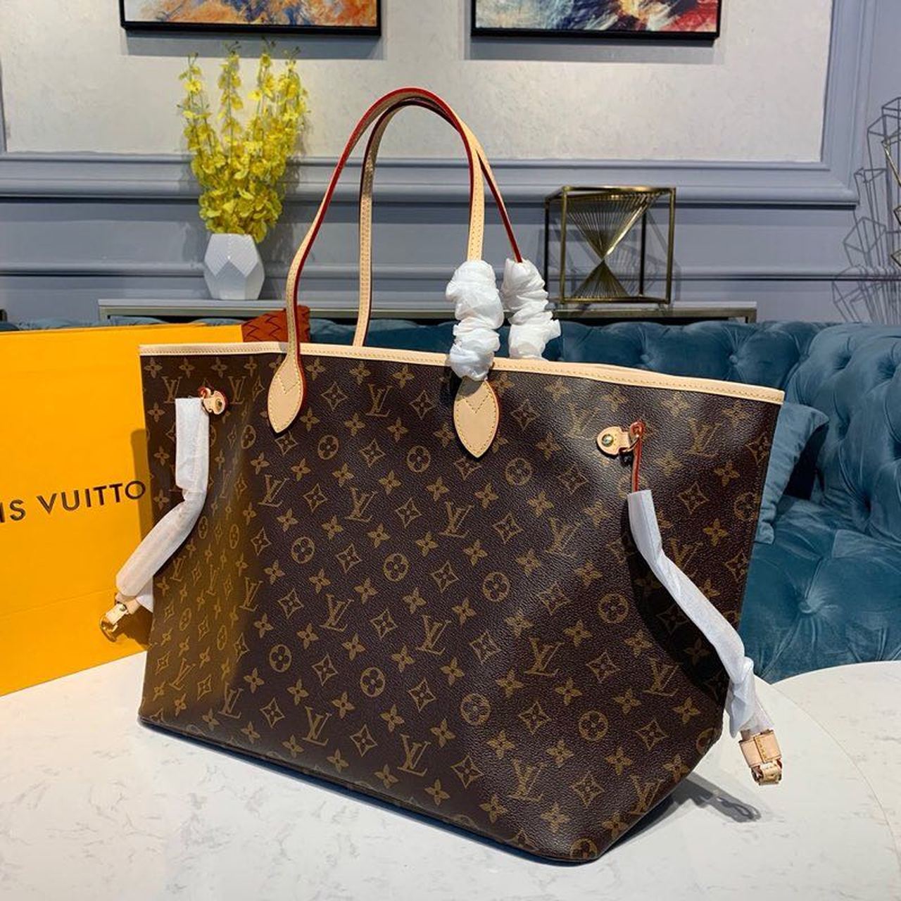 Top Quality Neverfull GM Tote Bag Monogram Canvas Rose Ballerine Pink For Women, Womens Handbags, Shoulder Bags 15.7in/39cm Top Quality