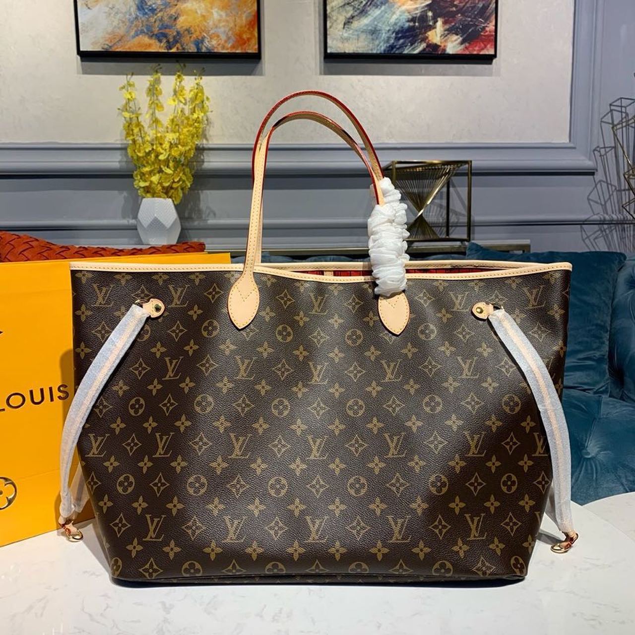 Top Quality Neverfull GM Tote Bag Monogram Canvas Red For Women, WoHandbag, Shoulder Bags 15.7in/39cm Top Quality M40991