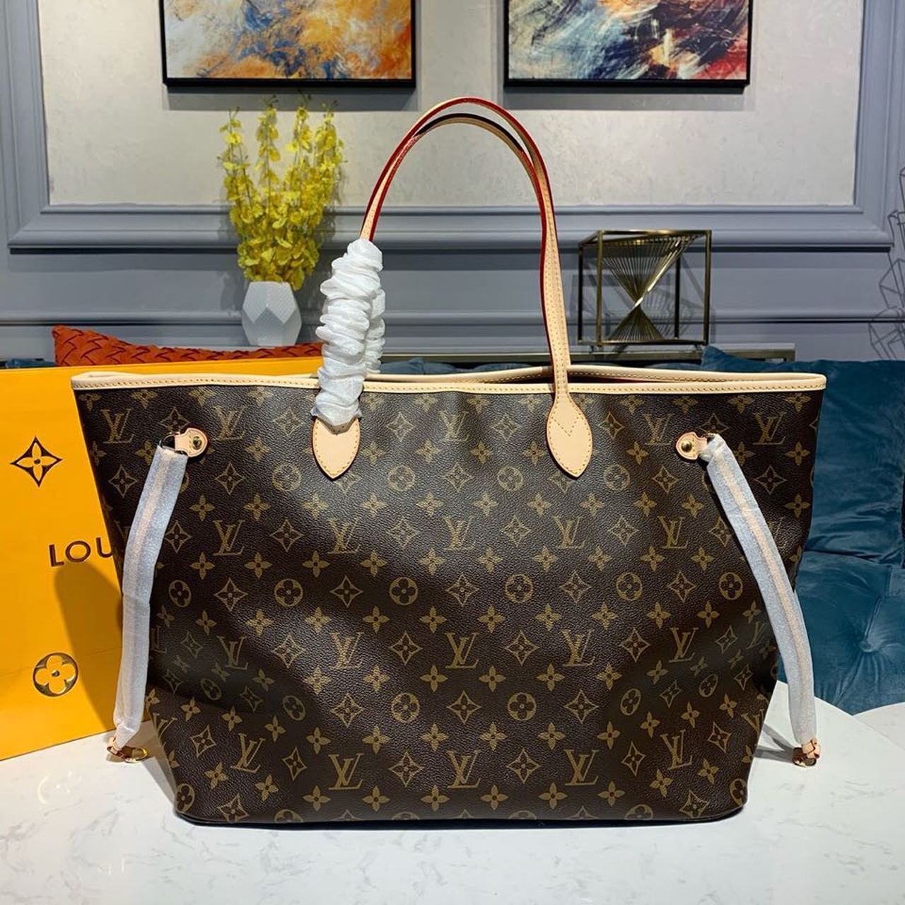 Top Quality Neverfull GM Tote Bag Monogram Canvas Red For Women, WoHandbag, Shoulder Bags 15.7in/39cm Top Quality M40991