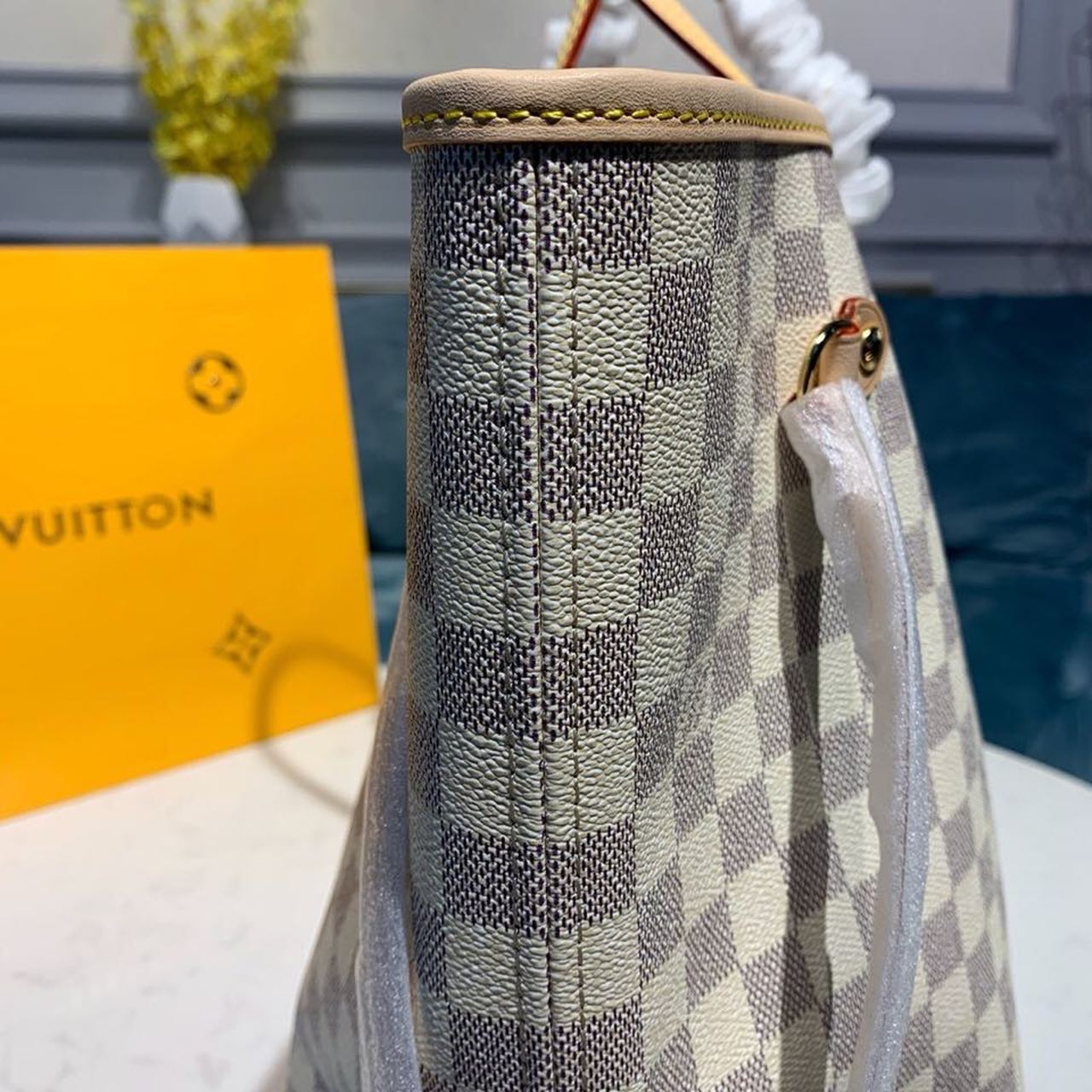 Top Quality Neverfull GM Tote Bag Damier Azur Canvas Beige For Women,  Shoulder Bags 15.4in/39cm Top Quality N41360