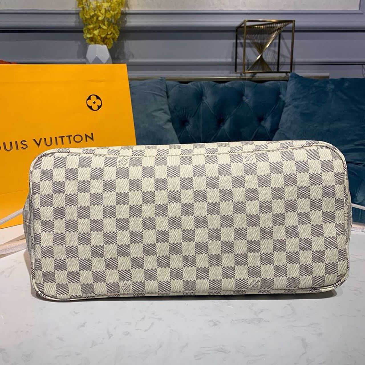 Top Quality Neverfull GM Tote Bag Damier Azur Canvas Beige For Women,  Shoulder Bags 15.4in/39cm Top Quality N41360