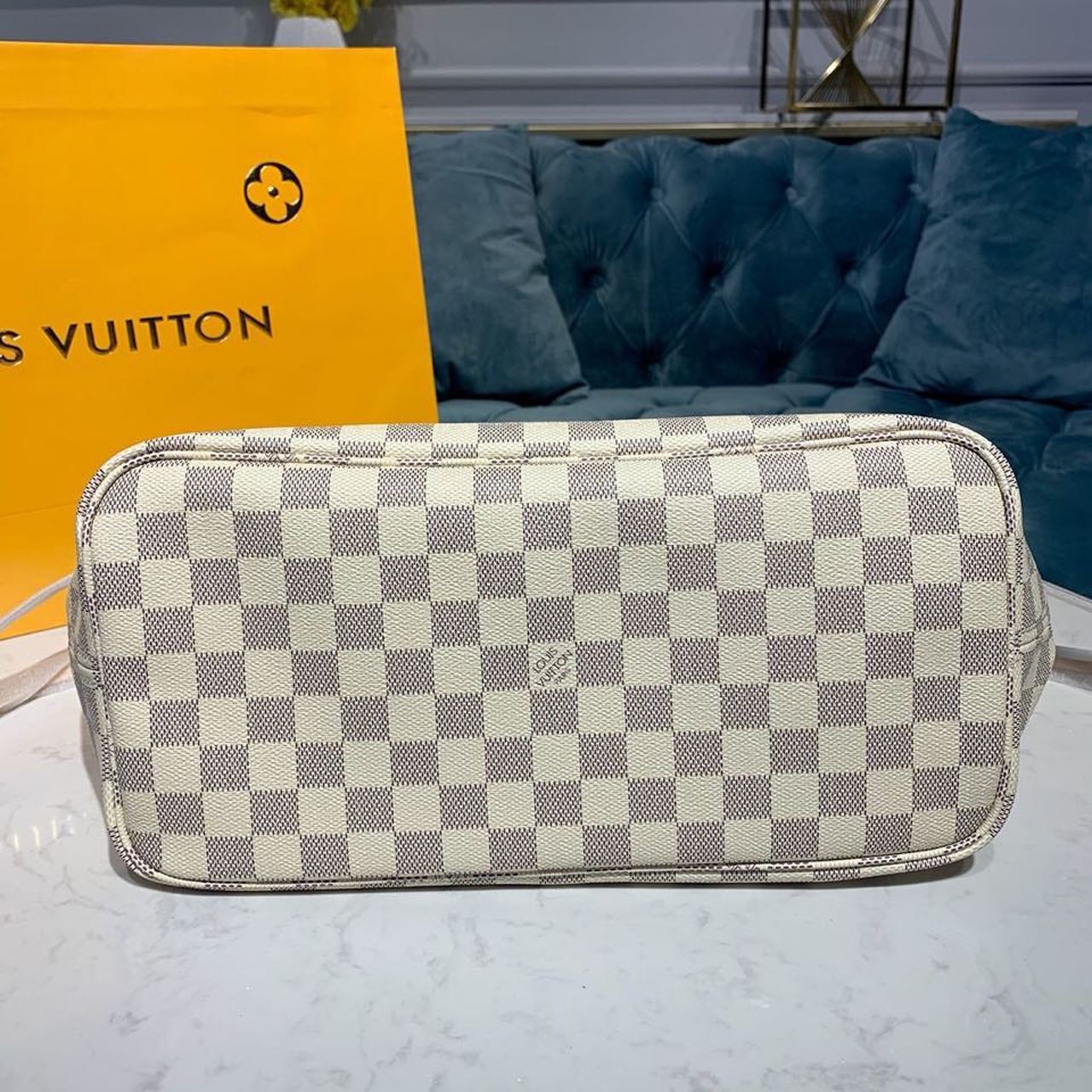 Top Quality Neverfull MM Tote Bag Damier Azur Canvas For Women, Womens Handbags, Shoulder Bags 12.2in/31cm Top Quality N41361
