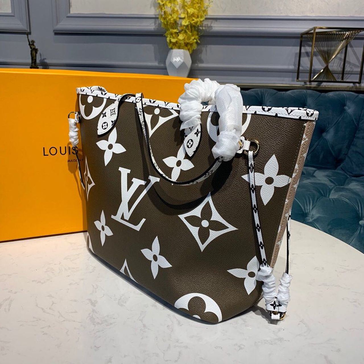 Top Quality Neverfull MM Tote Bag Monogram Canvas Khaki/Beige For Women,  Shoulder Bags 12.2in/31cm Top Quality M44568