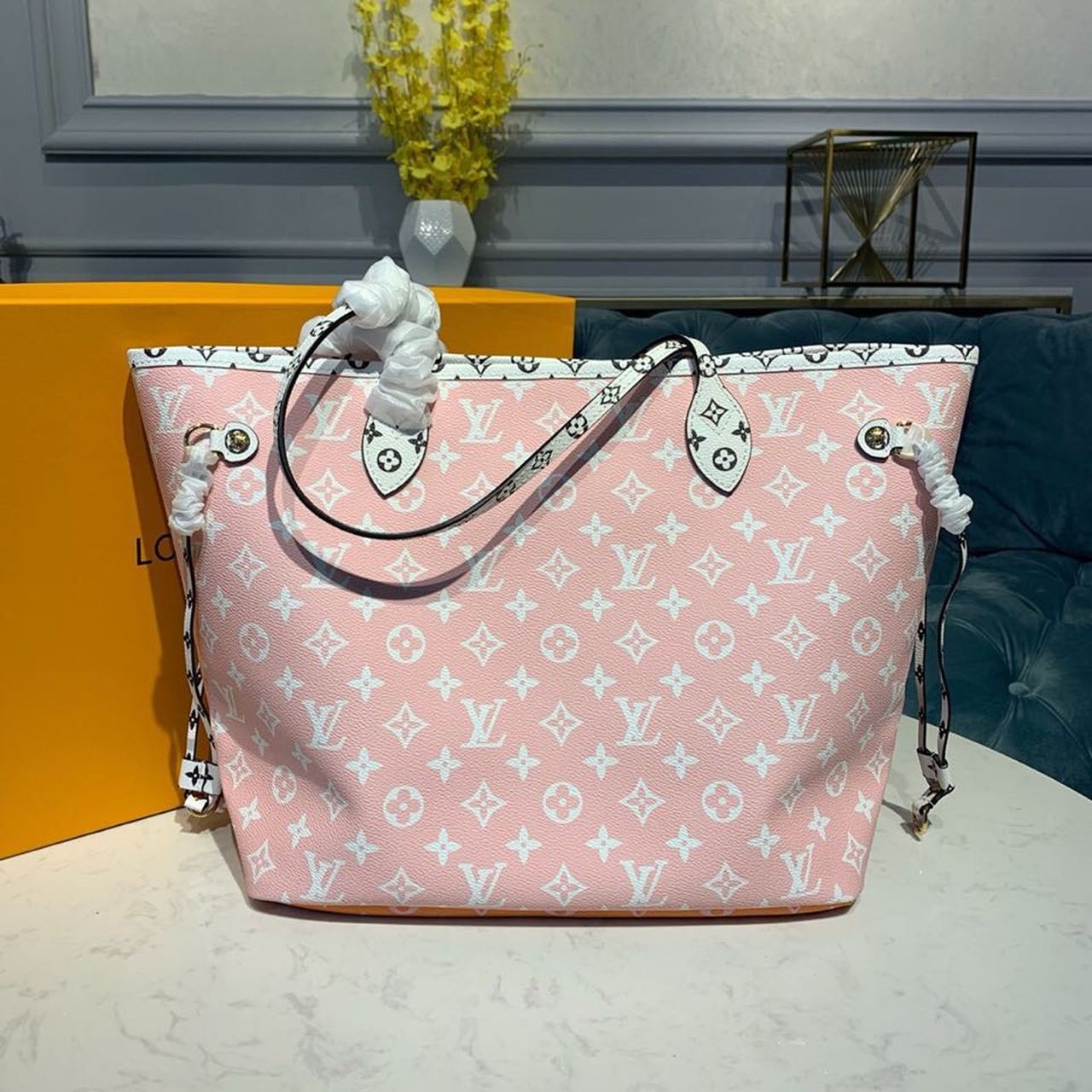 Top Quality Neverfull MM Tote Bag Monogram Canvas Red/Pink For Women,  Shoulder Bags 12.2in/31cm Top Quality M44567