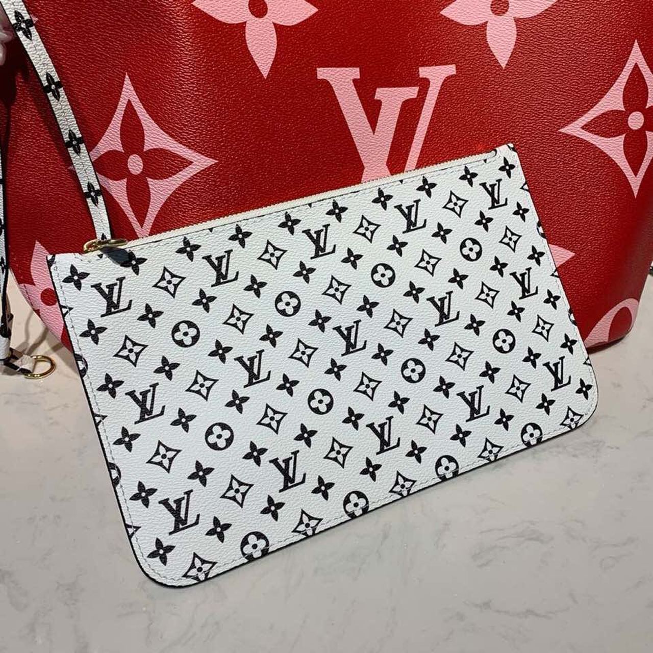 Top Quality Neverfull MM Tote Bag Monogram Canvas Red/Pink For Women,  Shoulder Bags 12.2in/31cm Top Quality M44567