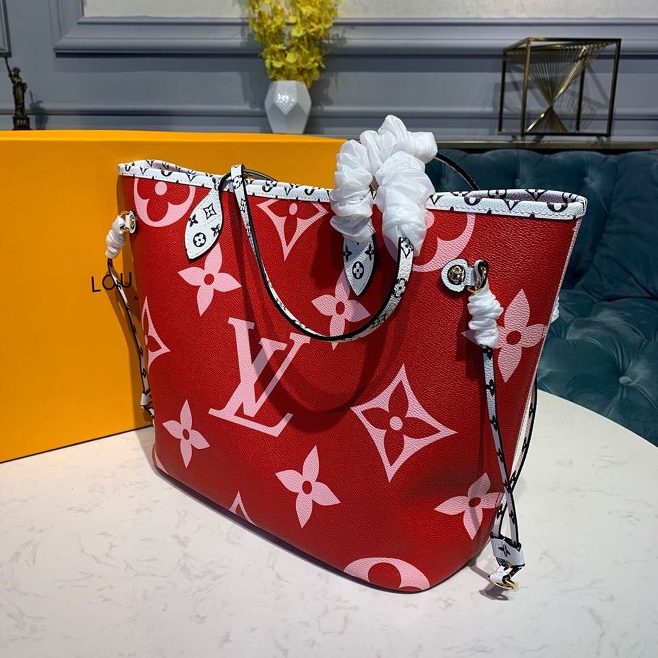 Top Quality Neverfull MM Tote Bag Monogram Canvas Red/Pink For Women,  Shoulder Bags 12.2in/31cm Top Quality M44567