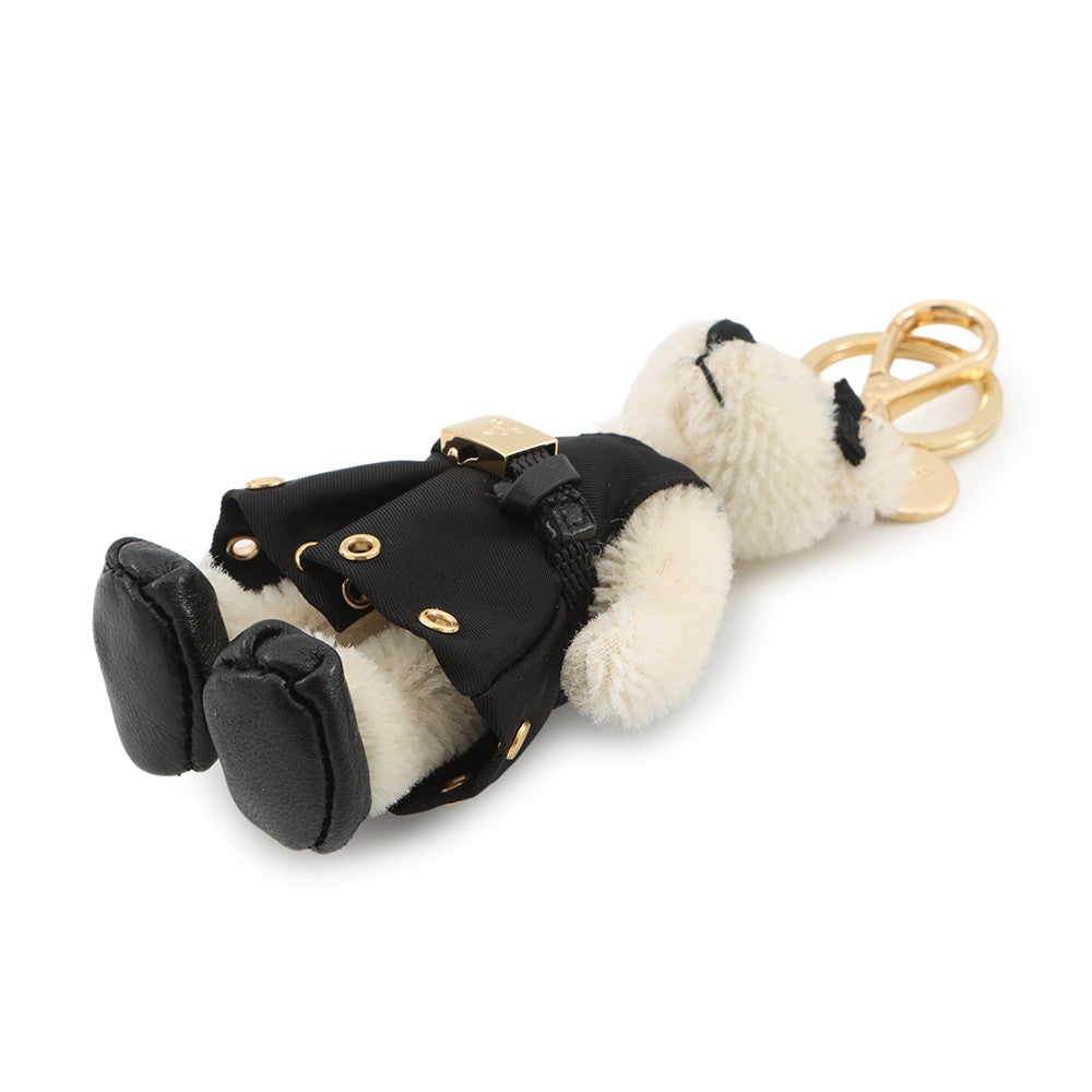 PRADA Teddy Keychain Black/Ivory1TO050 Nylon