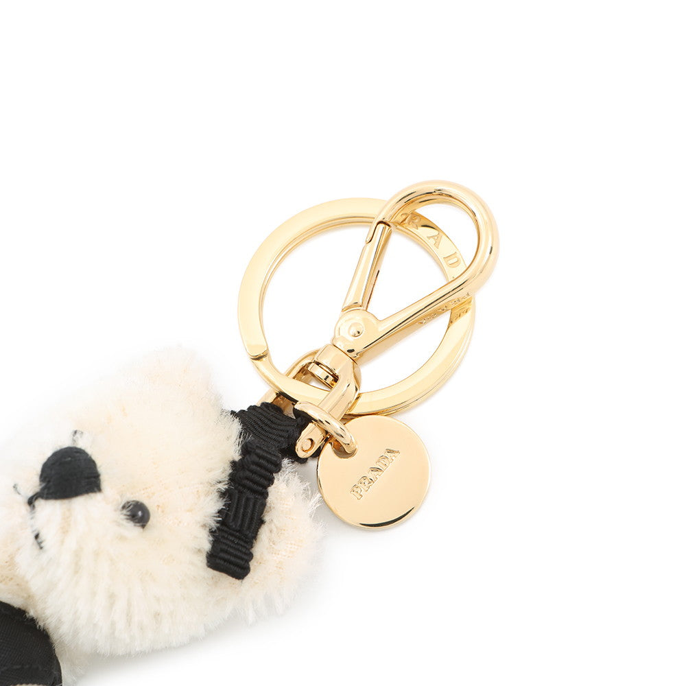 PRADA Teddy Keychain Black/Ivory1TO050 Nylon