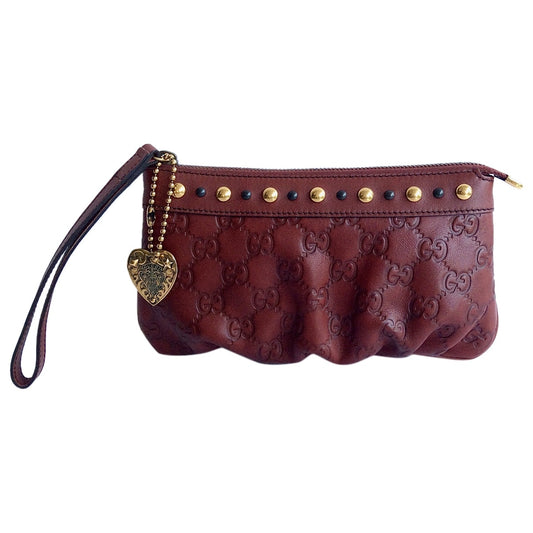 Gucci hysteria burgundy leather clutch bag
