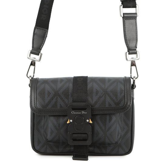 Dior Hit the Road Shoulder Bag Black PVC Coated Canvas
