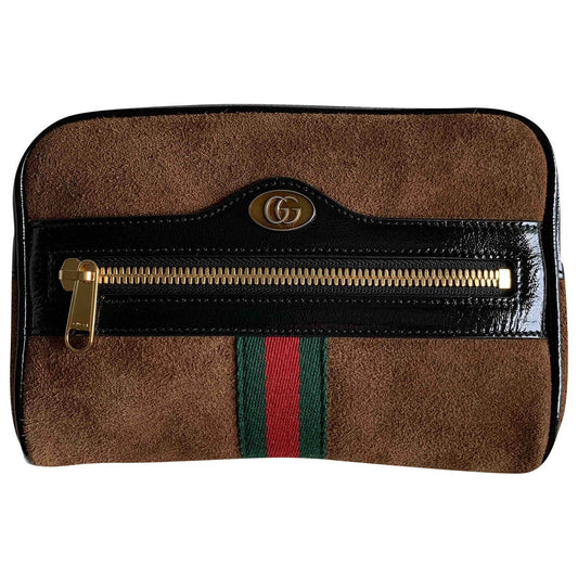Gucci ophidia camel suede clutch bag