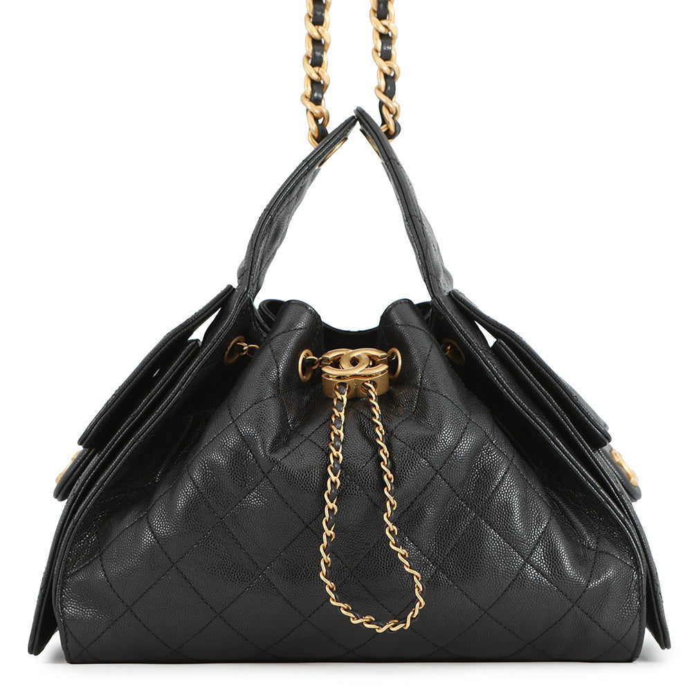 CHANEL CHANEL25 ChainShoulder Bag BlackAS5293 Caviar Leather Size Small