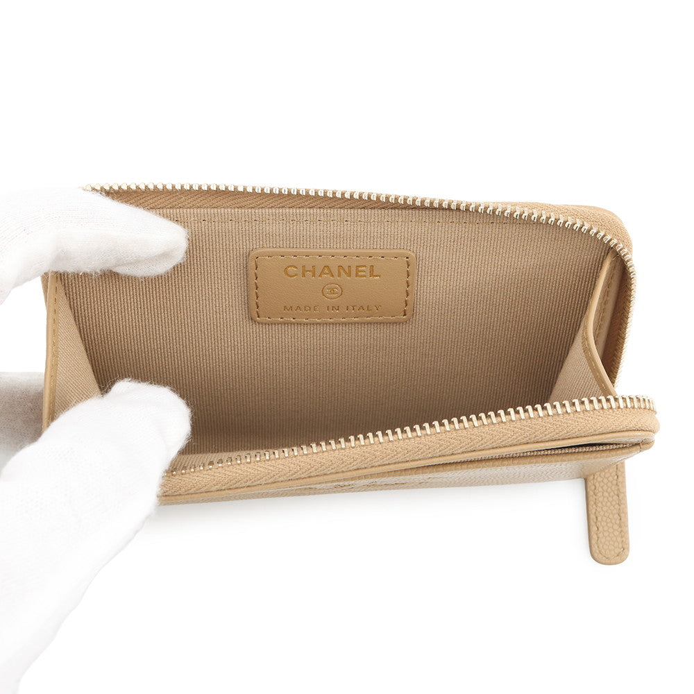 CHANEL Fragment Card Case BeigeAP4661 Caviar Leather