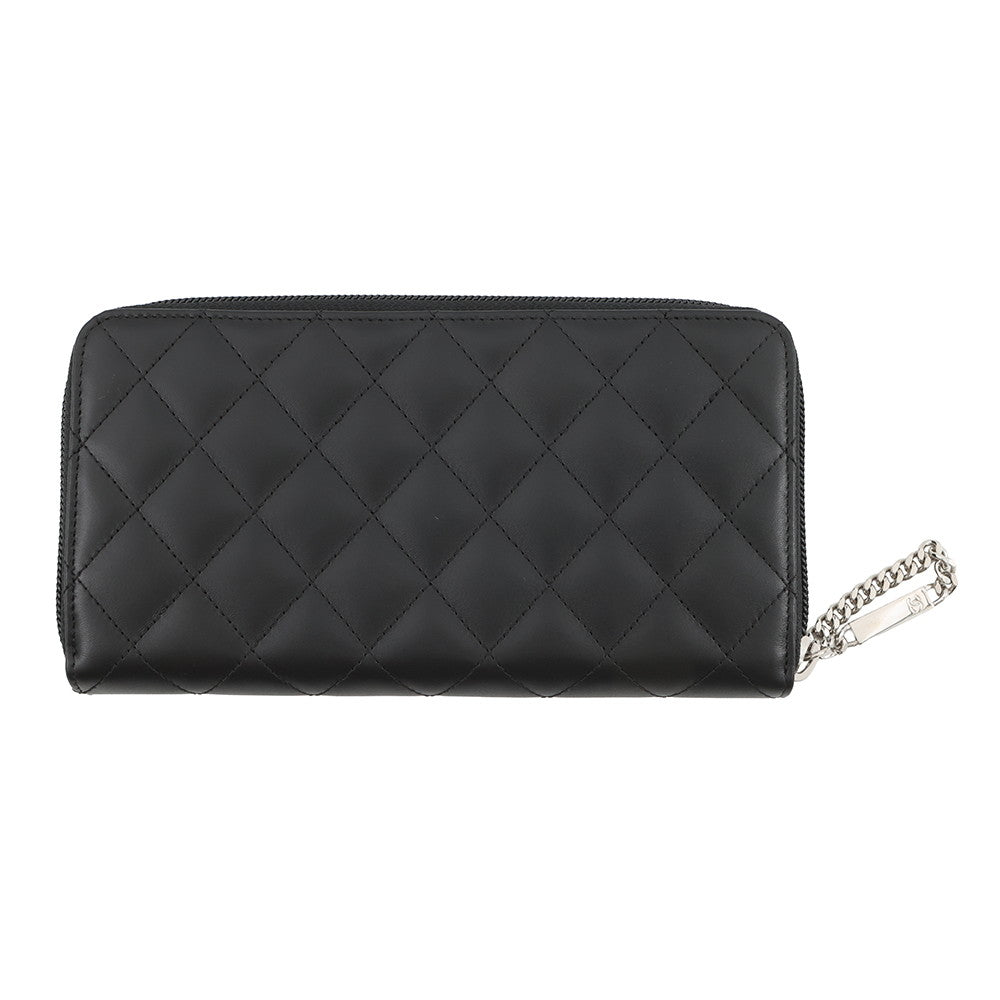 CHANEL Cambon Line Zip Around Long Wallet BlackA50078 Lambskin/Patent Leather
