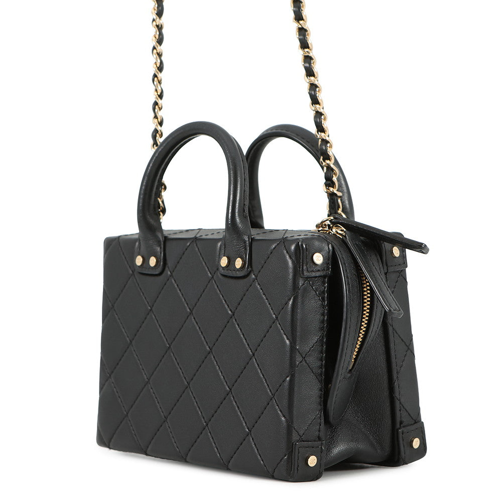 CHANEL Matelasse Trunk Vanity Shoulder Bag BlackAS3344 Lambskin