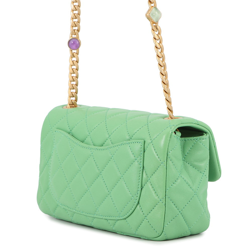 CHANEL Mini Matelasse Single Shoulder Bag GreenA69900 Lambskin Size 20