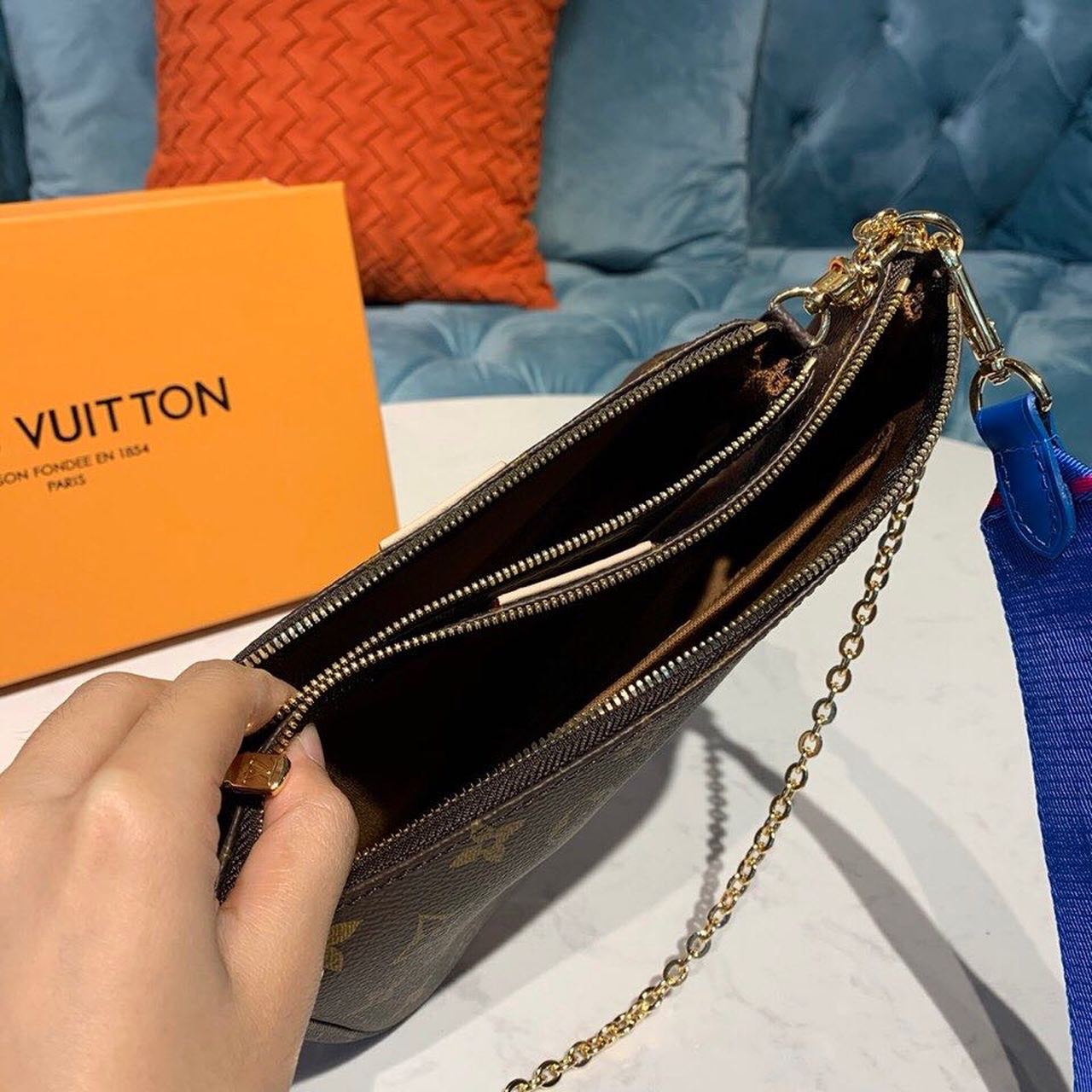 Top Quality Multi Pochette Accessoires Monogram Canvas Blue For Women,  Shoulder And Crossbody Bags 9.4in/24cm Top Quality