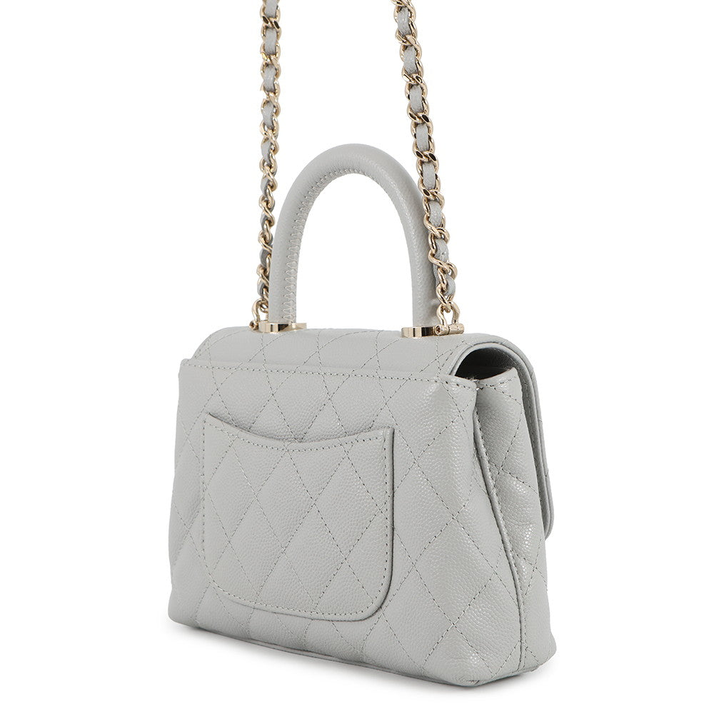 CHANEL Matelasse Coco Handle 2wayChainShoulder GrayAP4244 Caviar Leather Size Mini mini