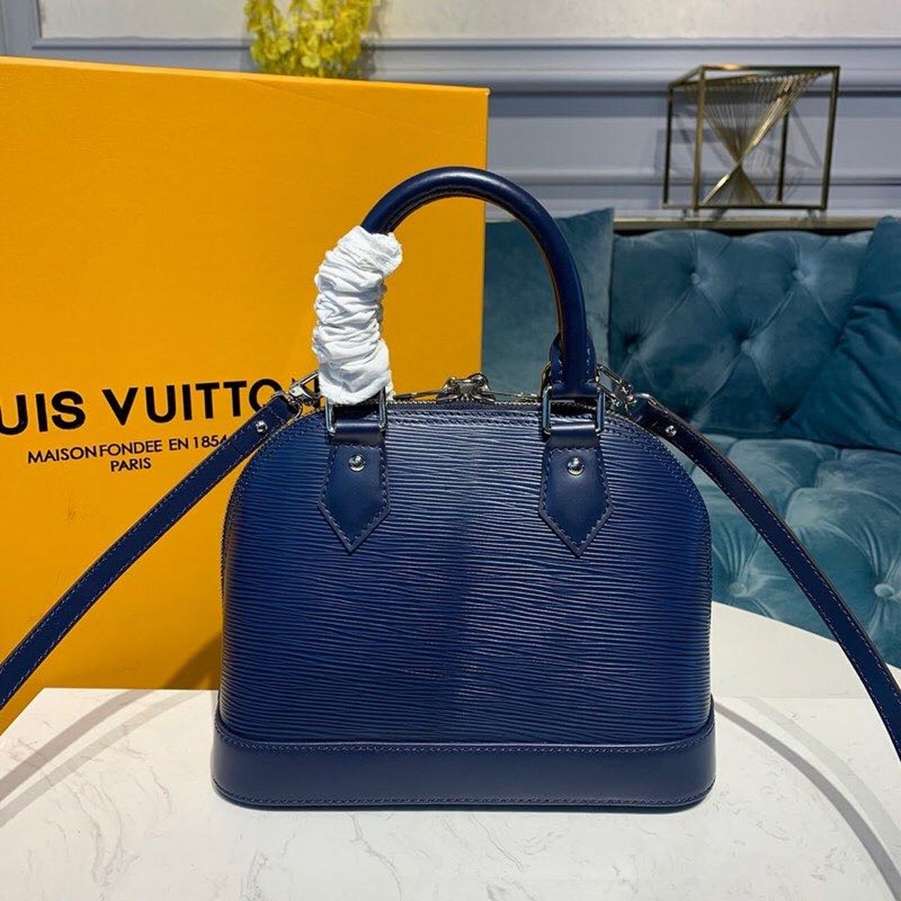 Top Quality Alma BB Epi InTop Qualitygo Blue For Women, Womens Handbags, Shoulder And Crossbody Bags 9.2in/23.5cm Top Quality M40855