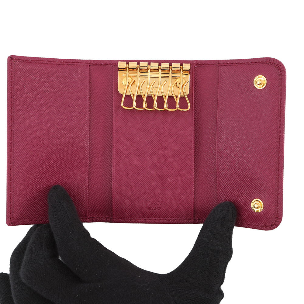 PRADA Saffiano Leather Key Case Purple1M0222 Leather