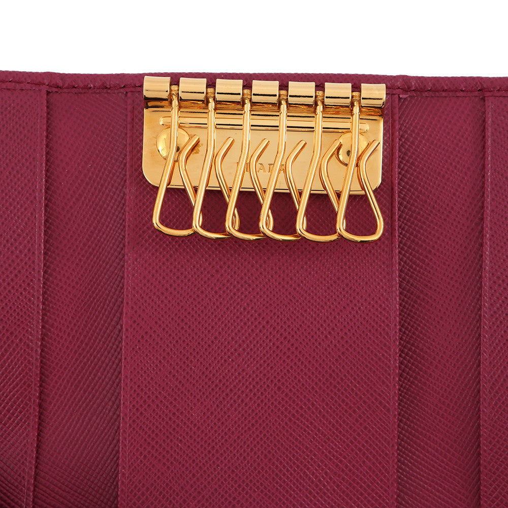 PRADA Saffiano Leather Key Case Purple1M0222 Leather
