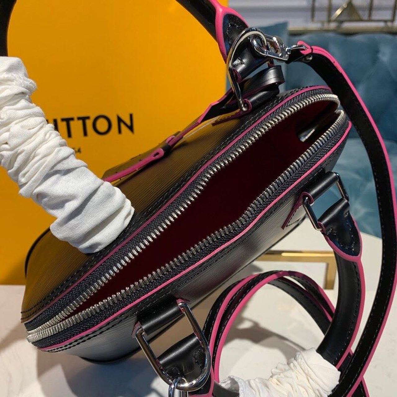 Top Quality Alma BB Epi Black/Pink For Women,  Shoulder And Crossbody Bags 9.2in/23.5cm Top Quality
