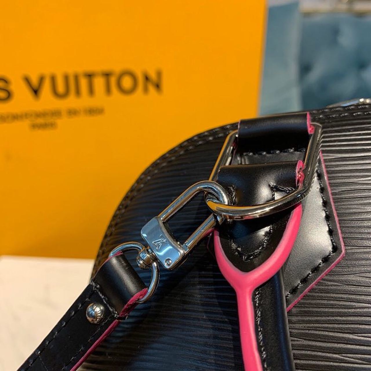 Top Quality Alma BB Epi Black/Pink For Women,  Shoulder And Crossbody Bags 9.2in/23.5cm Top Quality