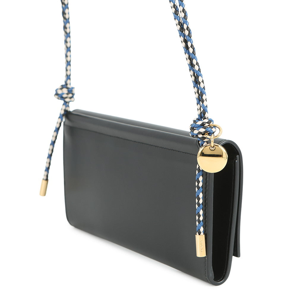 PRADA Wallet with Shoulder Strap Black1MT027 Leather