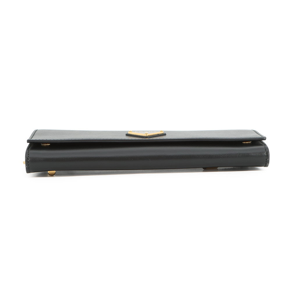 PRADA Wallet with Shoulder Strap Black1MT027 Leather