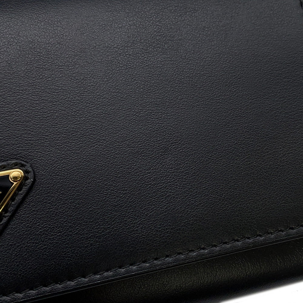 PRADA Wallet with Shoulder Strap Black1MT027 Leather