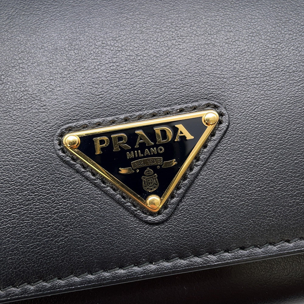 PRADA Wallet with Shoulder Strap Black1MT027 Leather