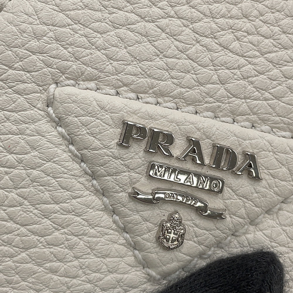PRADA Triangle logo Coin purse White1MM006 Leather