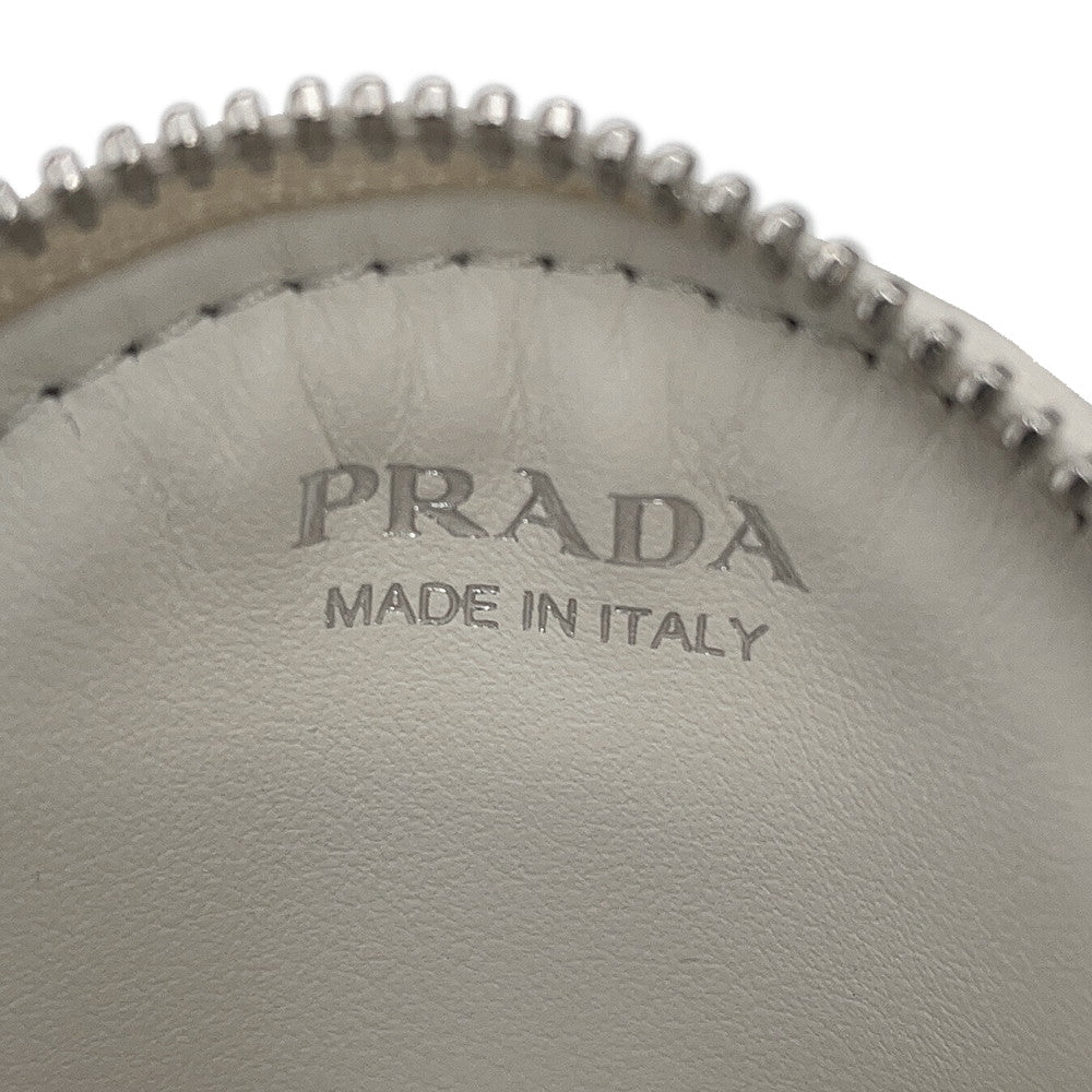 PRADA Triangle logo Coin purse White1MM006 Leather