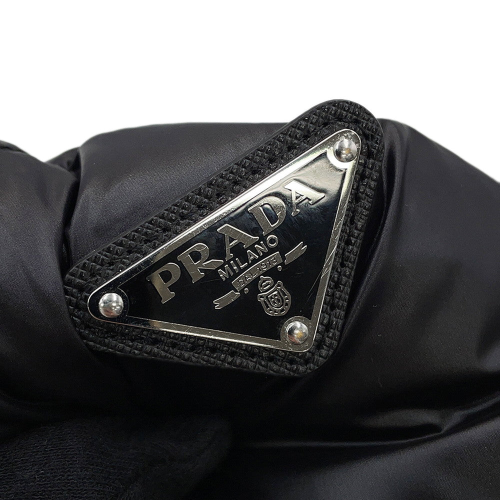 PRADA Cropped Vest/Down Jacket Triangle Logo 24 Size 40 Black291805 Nylon100%