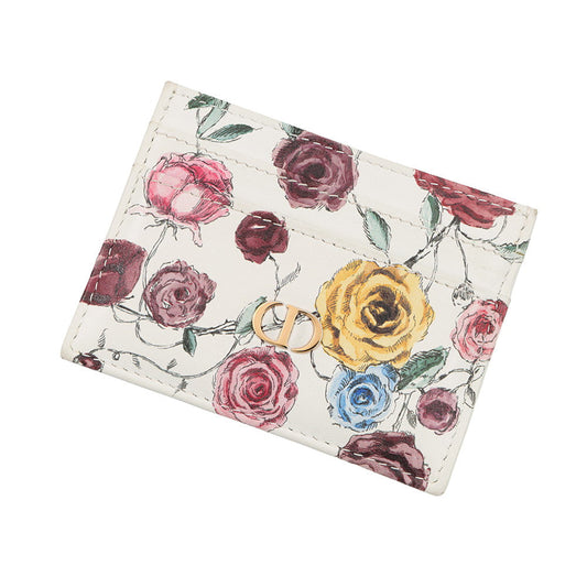 Dior Dior Caro Card Case Beige/Multicolor Calf Leather