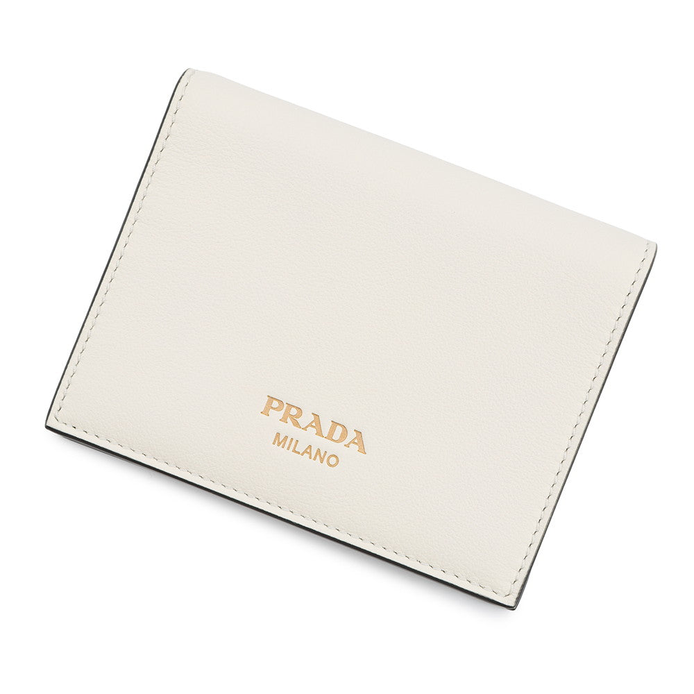 PRADA Bifold Compact Wallet White1MV204 Leather