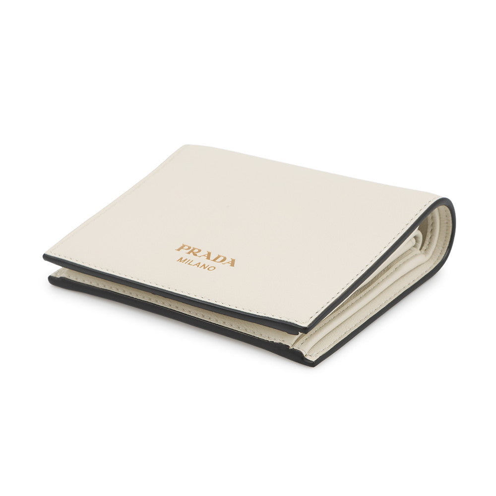 PRADA Bifold Compact Wallet White1MV204 Leather