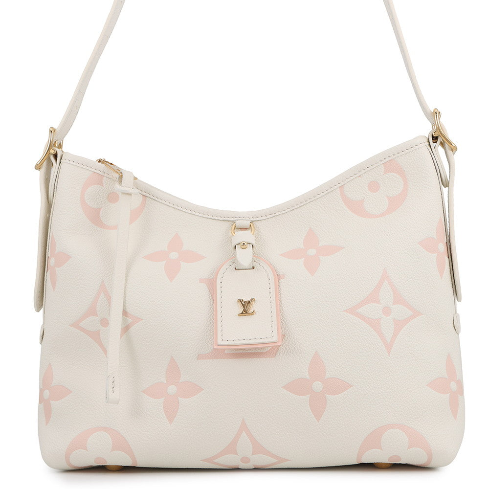 LOUIS VUITTON Carryall Zip NM White/PinkM24141 Bicolor Monogram Empreinte Leather Size PM